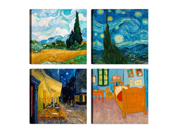 Quadri Stampa su Tela con Telaio in Legno 4 pezzi Vincent van Gogh