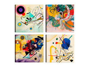 Quadri Stampa su Tela con Telaio in Legno 4 pezzi WASSILY KANDINSKY