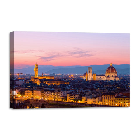 Quadro Stampa su Tela con Telaio in legno panorama firenze