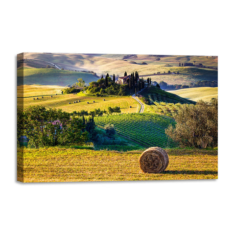 Quadro Stampa su Tela con Telaio in legno panorama toscana