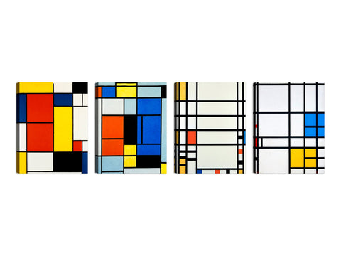 Quadri Stampa su Tela con Telaio in Legno 4 pezzi Piet Mondrian