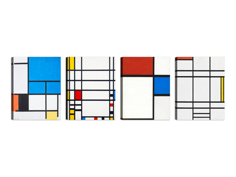 Quadri Stampa su Tela con Telaio in Legno 4 pezzi Piet Mondrian