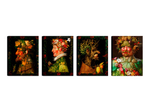 Quadri Stampa su Tela con Telaio in Legno 4 pezzi Giuseppe Arcimboldo