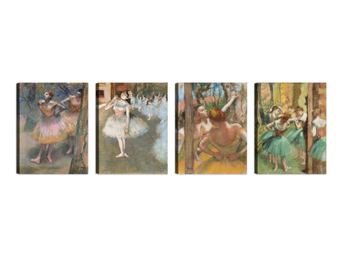 Quadri Stampa su Tela con Telaio in Legno 4 pezzi Edgar Degas Balletto Ballerina