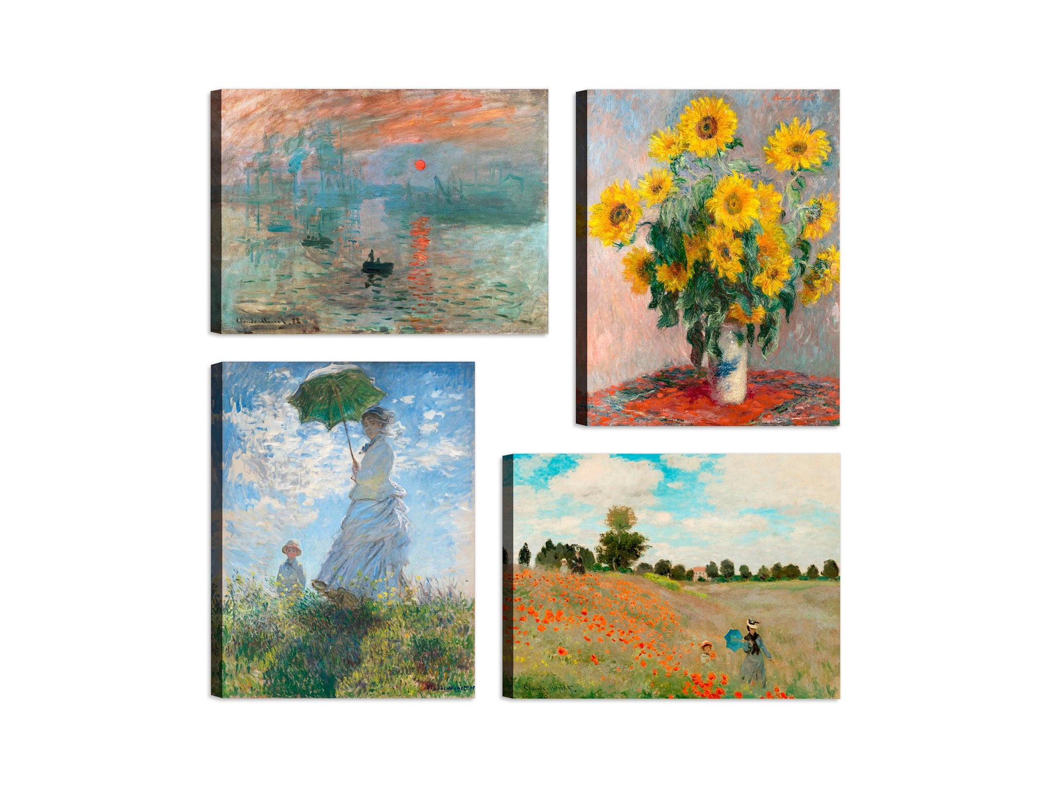 Quadri Stampa su Tela con Telaio in Legno 4 pezzi Claude Monet