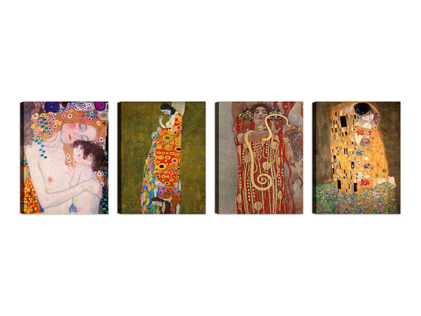 Quadri Stampa su Tela con Telaio in Legno 4 pezzi Gustav Klimt