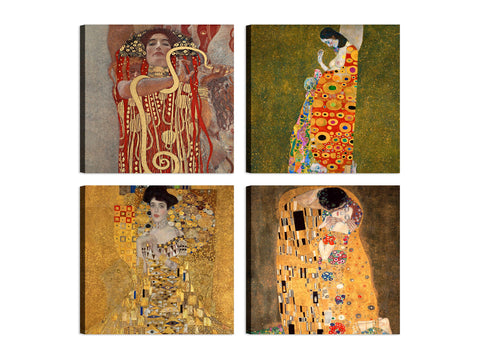 Quadri Stampa su Tela con Telaio in Legno 4 pezzi gustav klimt