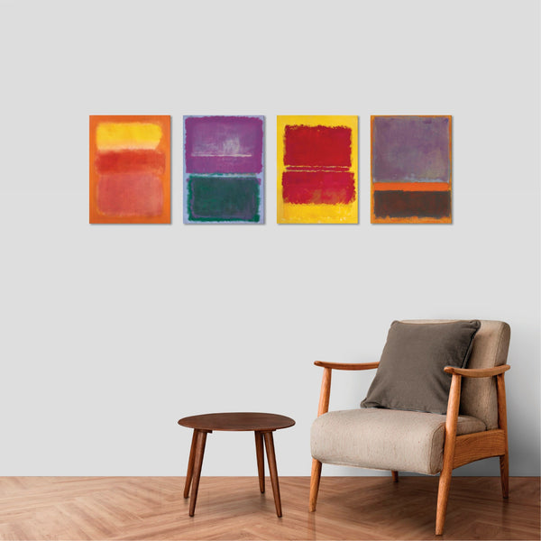 Quadri Stampa su Tela con Telaio in Legno 4 pezzi Mark Rothko