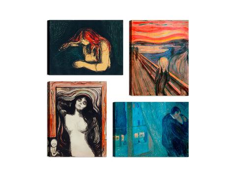 Quadri Stampa su Tela con Telaio in Legno 4 pezzi Edvard Munch