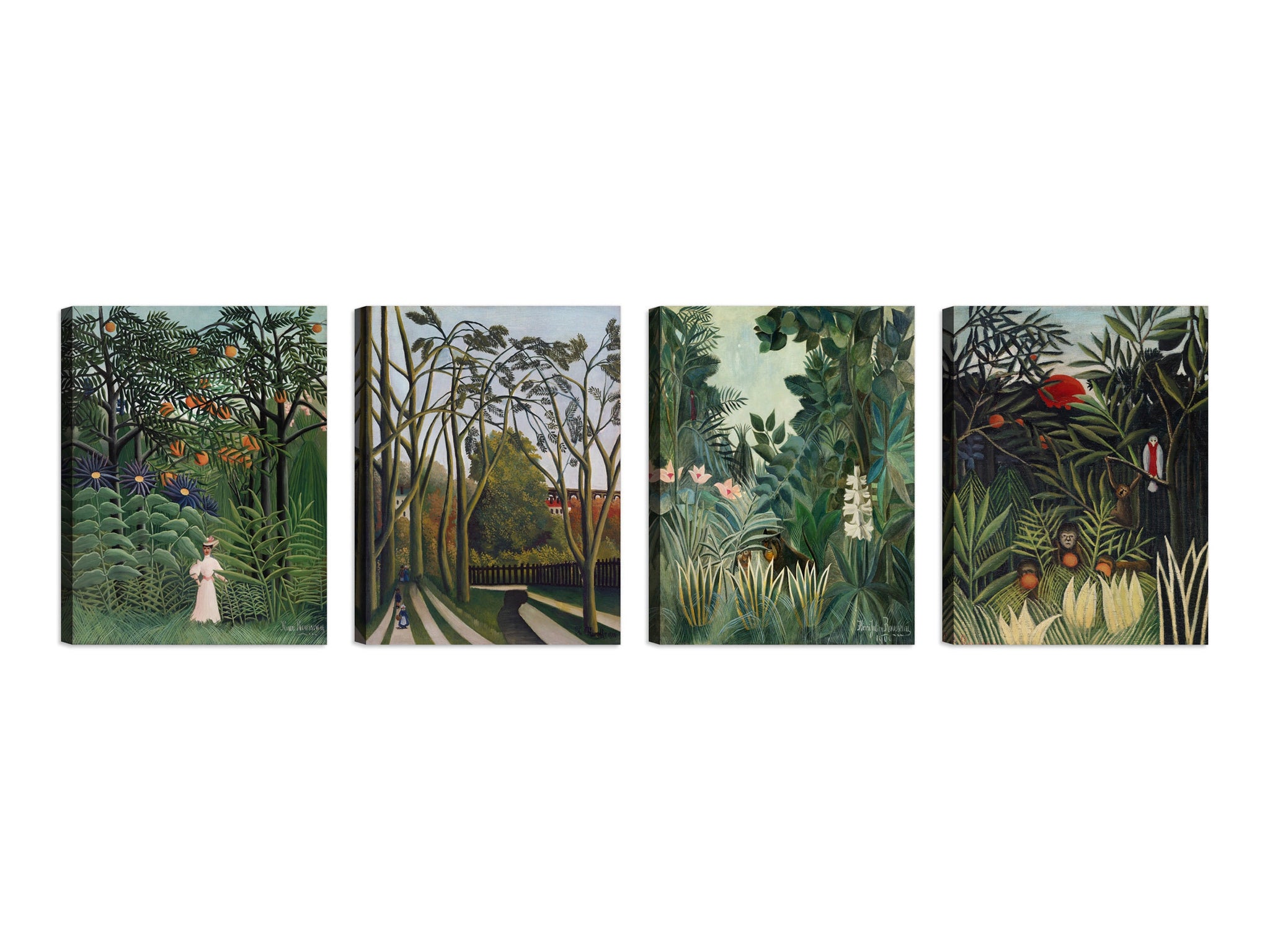 Quadri Stampa su Tela con Telaio in Legno 4 pezzi Henri Rousseau